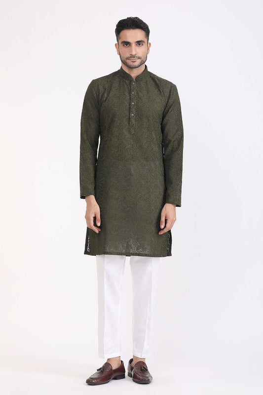 Albion Men Premium M.Green Kurta Pyjama