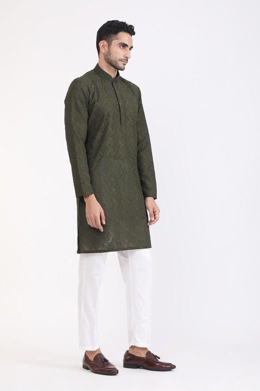 Albion Men Premium M.Green Kurta Pyjama