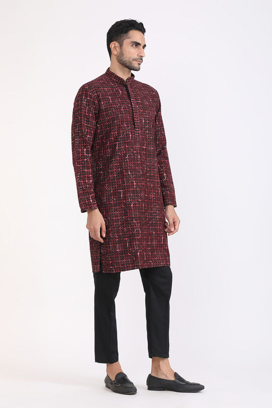 Albion Men Premium Black top Mahroon Kurta Pyjama