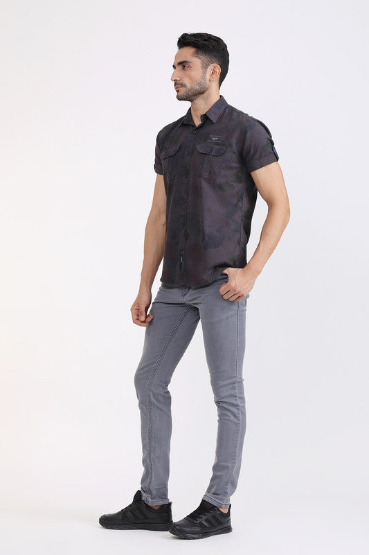 Albion Men Premium Grey Print Casual Shirt