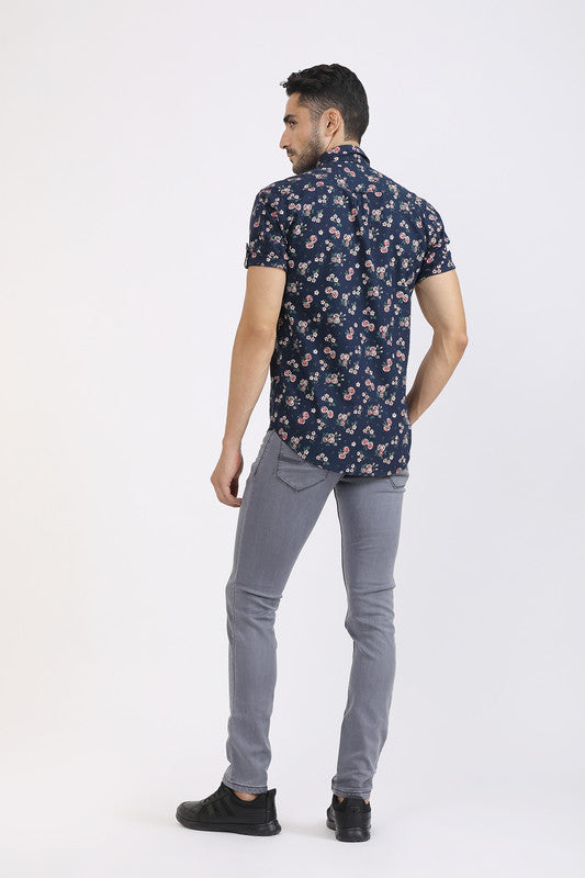 Albion Men Premium Blue Print Casual Shirt