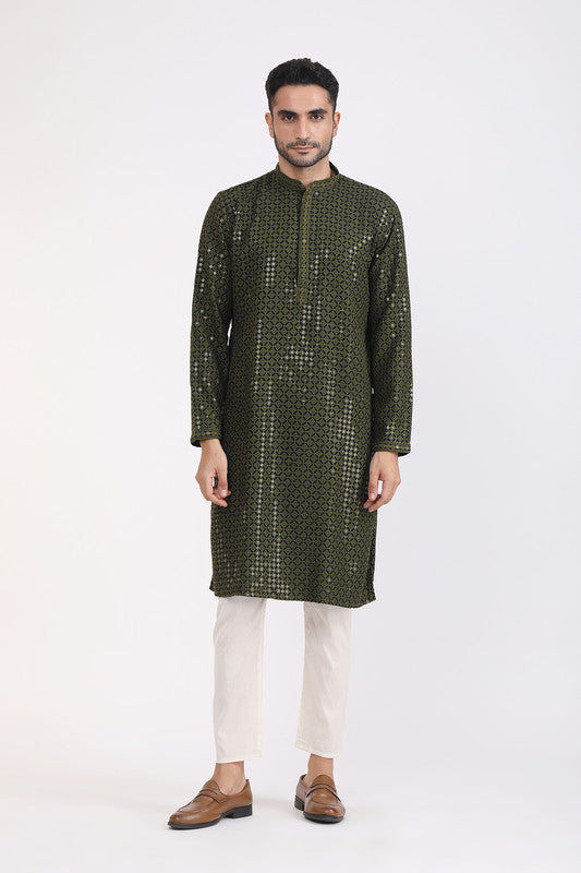 Albion Men Premium Mehandi Kurta Pyjama