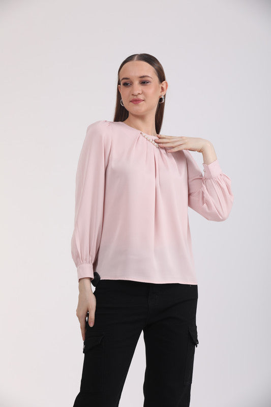 Albion Women Peach Blouson Top