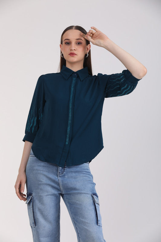 Albion Women D.Blue Blouson Top