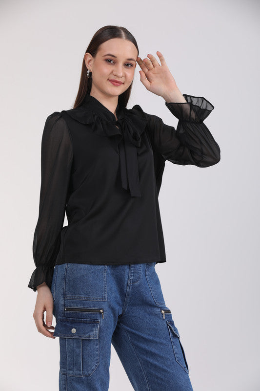 Albion Women Black Blouson Top
