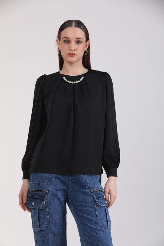 Albion Women Black Blouson Top