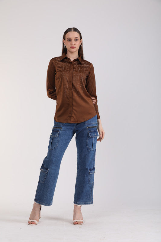 Albion Women Brown Blouson Top