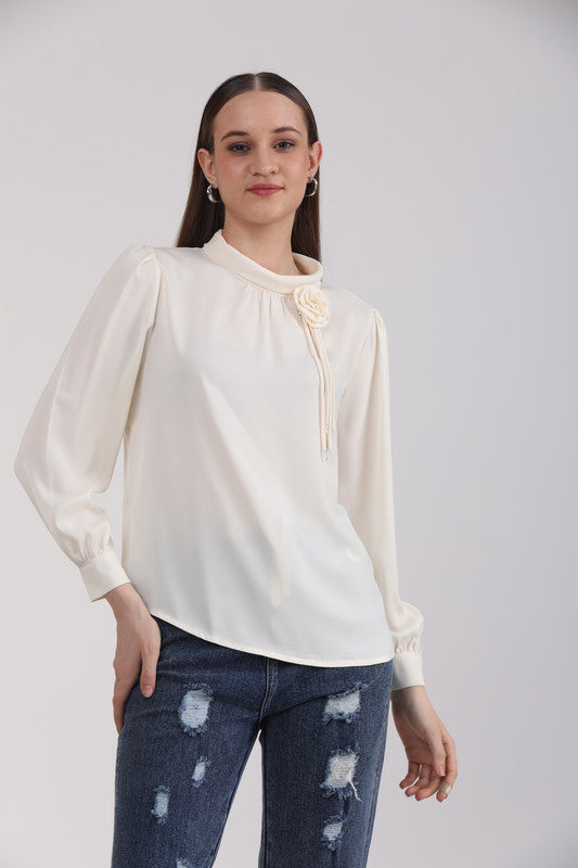 Albion Women Beage Blouson Top