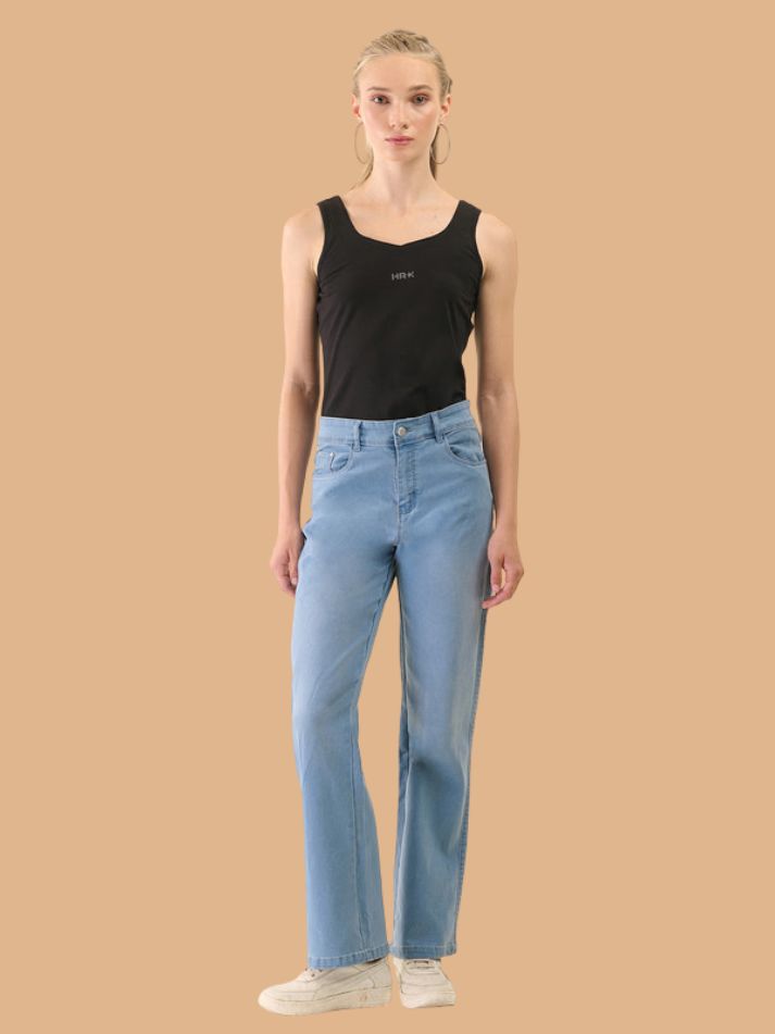 Albion Women Superior Mid Blue Straight Fit Jeans