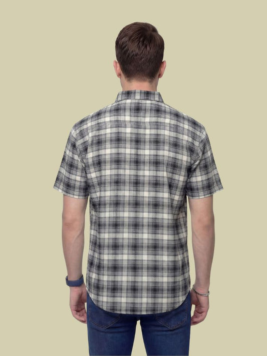 Albion Grey Check Shirt – Premium Casual Short Sleeve Shirt for Men