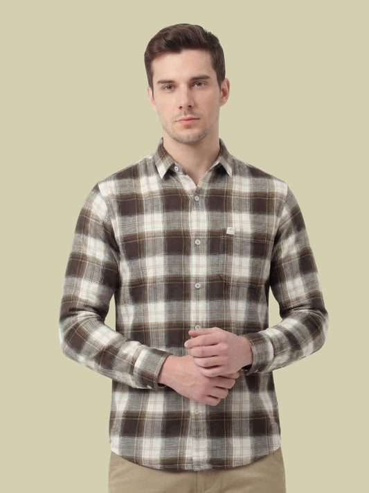 Albion Brown Check Shirt – Premium Casual Full Sleeve Shirt for Men