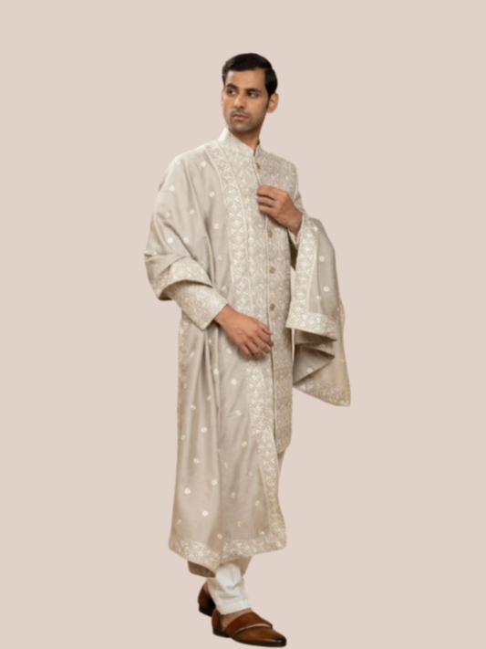 Albion contemporary men s indo western ethnic suit natural