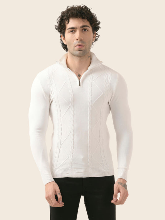Albion Men’s Warm Pullover Sweater – Fall/Winter Essential_white