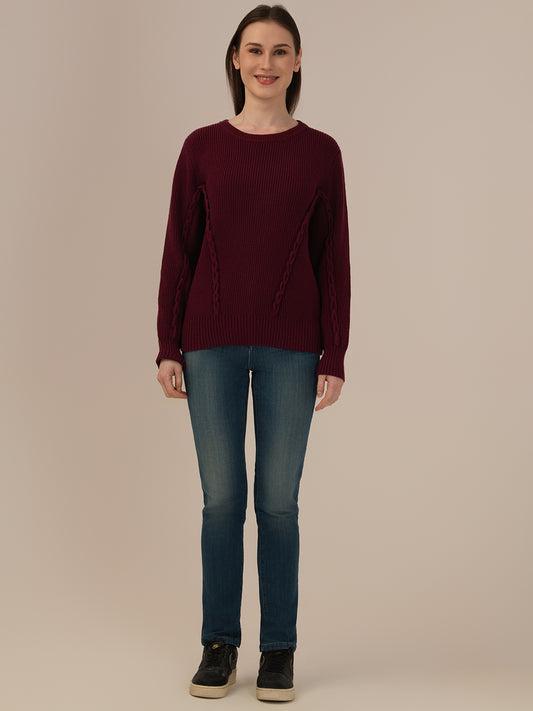 Ladies Winter Sweater – Comfortable Winter Wear, Wine