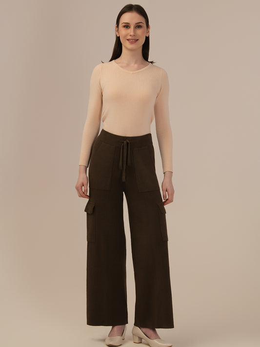 Albion Ladies Winter Harem Pants – Comfortable Mehndi-Colored Warm Winter Bottoms