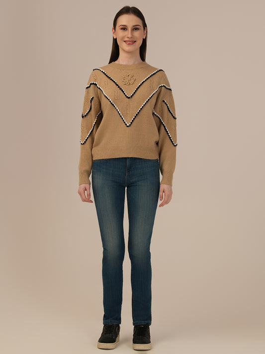 Albion Women’s Cozy Wool Sweater – Warm Winter Wear – Khaki