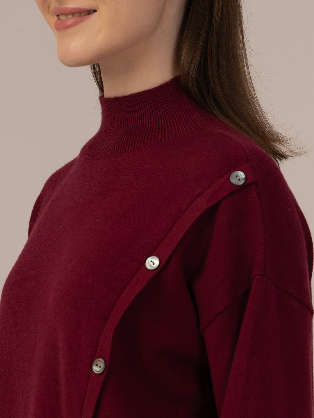 Women’s Woolen Knit Sweater – Elegant & Ultra-Soft Albion Wear_WINE