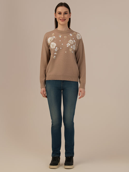 Albion Women’s Woollen Winter Sweater – Soft & Stylish – Brown