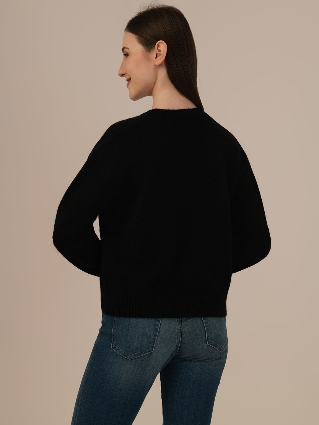 Cozy Woolen Turtleneck Top for Women_black