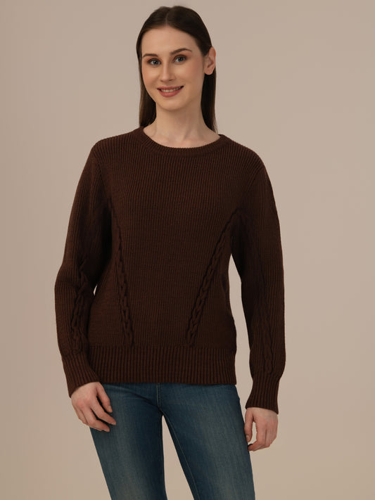 Women’s Woollen Knit Top – Elegant & Ultra-Soft Albion Wear_COFFEE