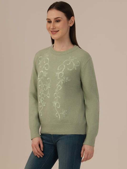 Women’s Premium Woolen Sweater – Soft & Warm Albion Collection_GREEN