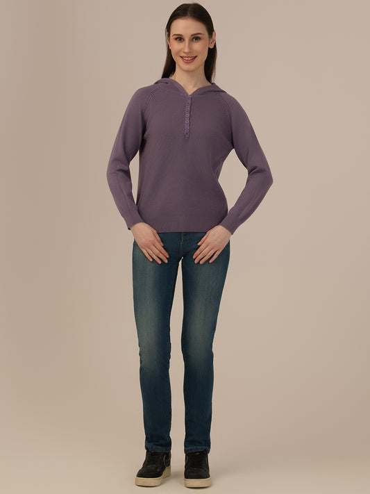 Albion Women’s Woollen Hoodie – Cozy & Stylish Winter Wear, Purple