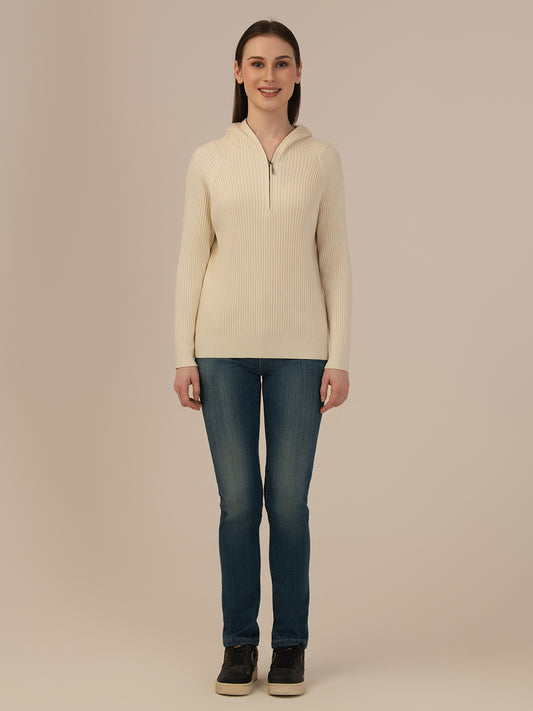 Women’s Woolen Knit Top – Elegant & Ultra-Soft Albion Wear_CREAM