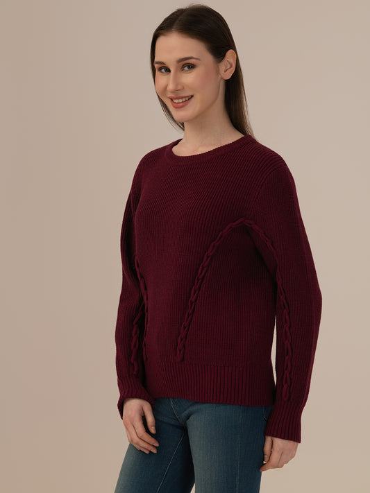 Ladies Winter Sweater – Comfortable Winter Wear, Wine