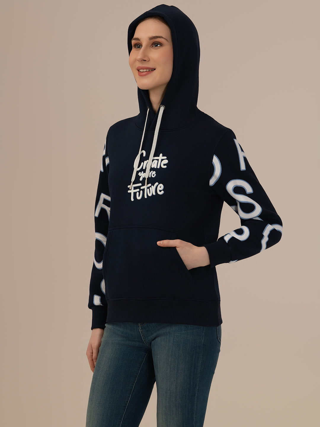 Albion Winter Stylish Warm Women Hoodia Navy