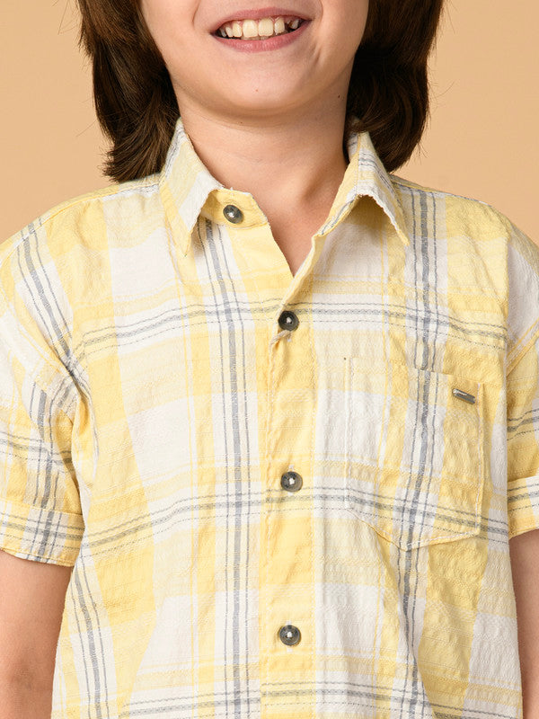 Albion Premium Boys Yellow Checks Shirt