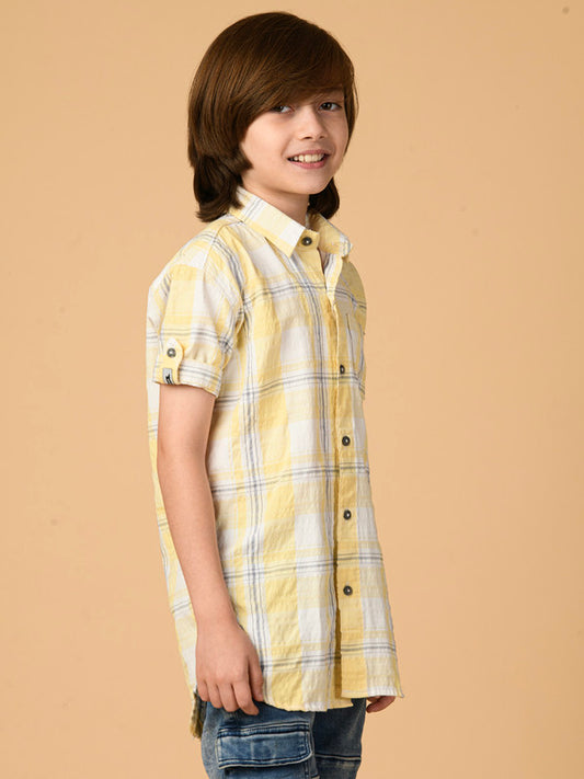 Albion Premium Boys Yellow Checks Shirt