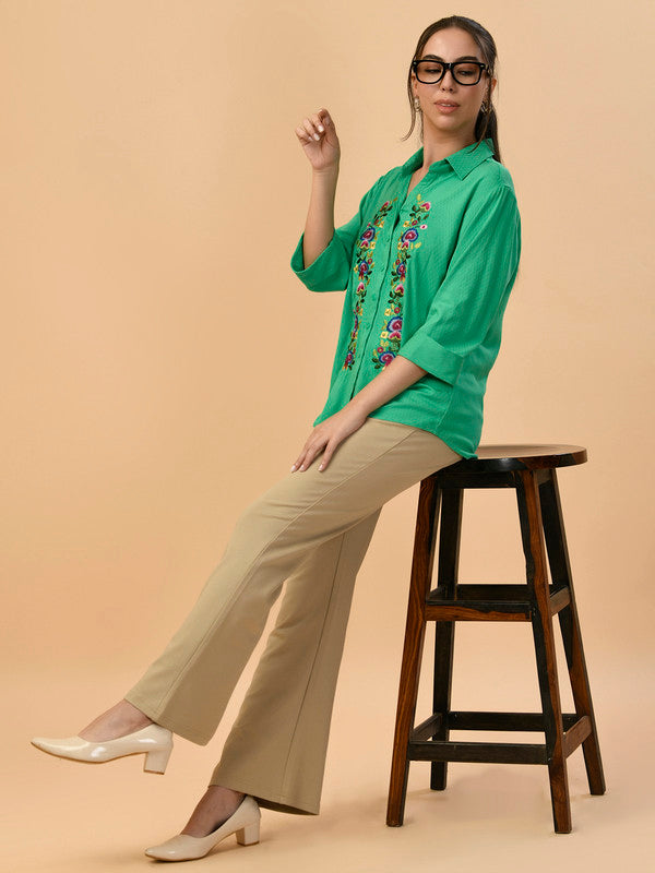Albion Premium Ladies Green Casual Shirt