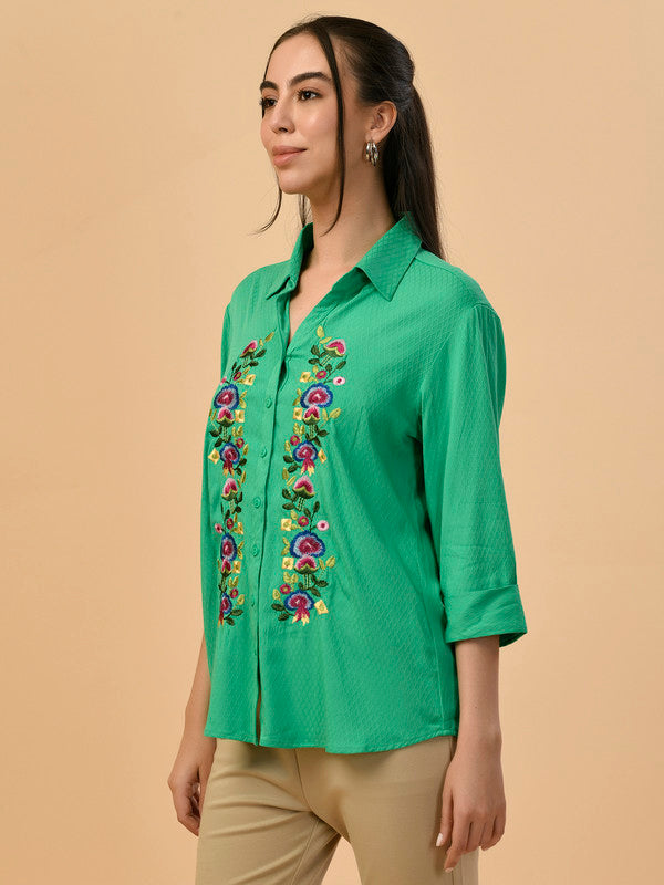 Albion Premium Ladies Green Casual Shirt