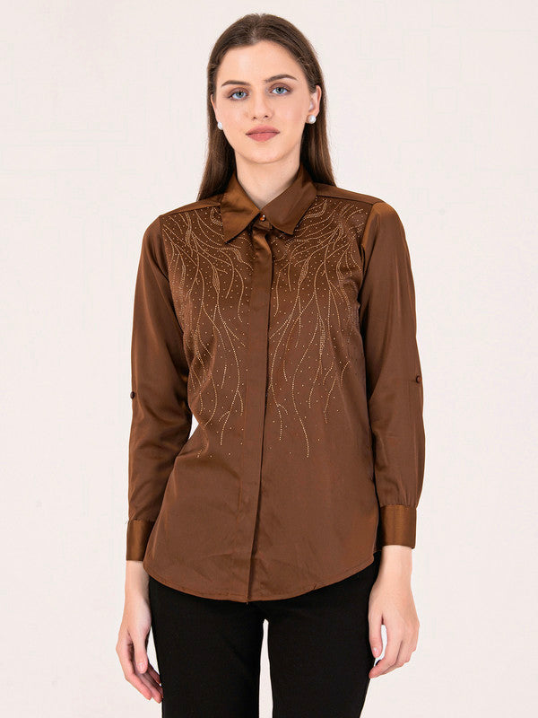 Albion Women Brown Smart Top