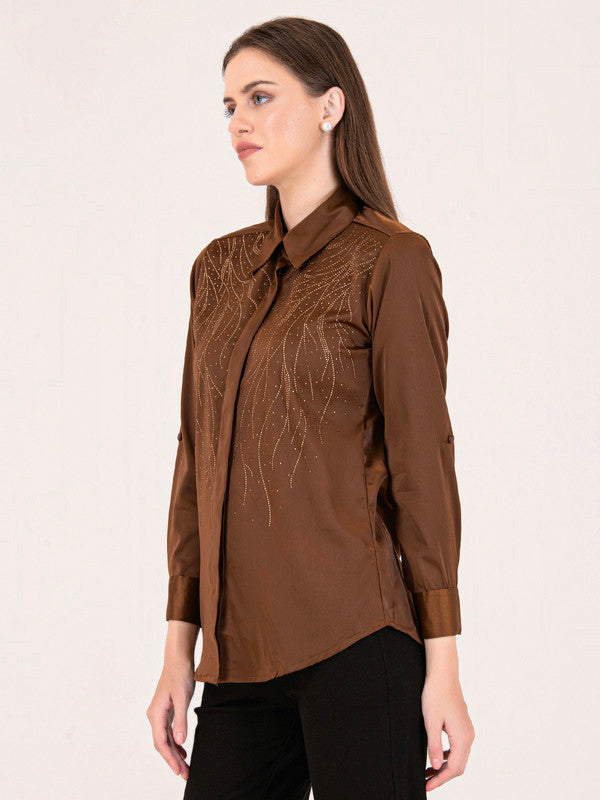 Albion Women Brown Smart Top