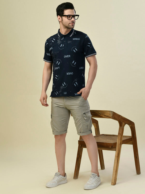 Albion Premium Cyan Navy Men T-Shirt
