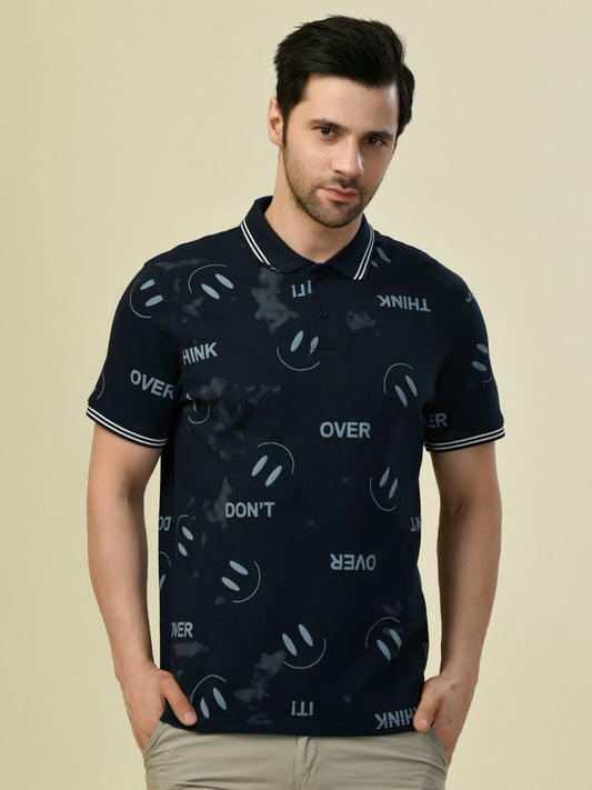 Albion Premium Cyan Navy Men T-Shirt