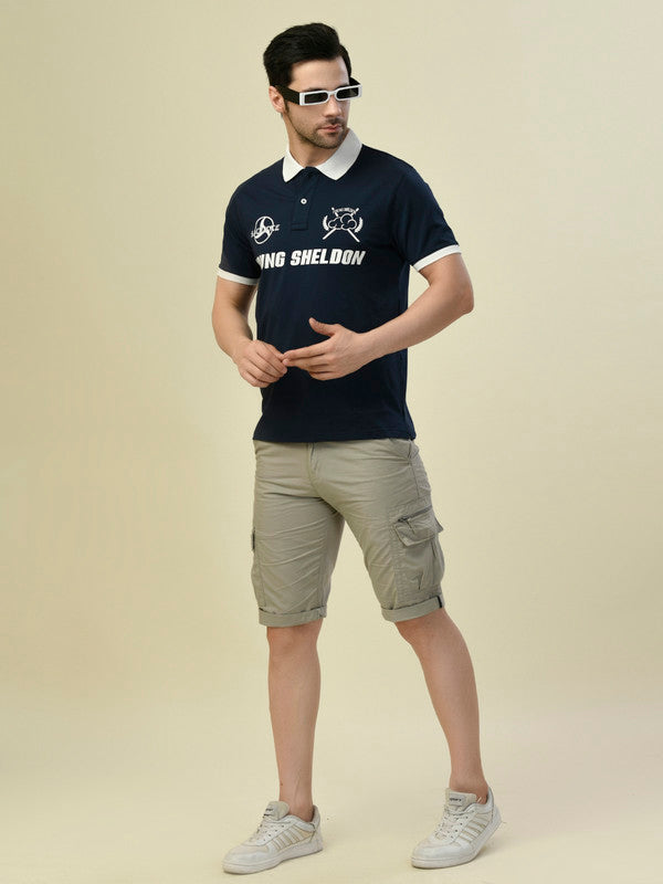 Albion Premium Cyan Navy Men T-Shirt
