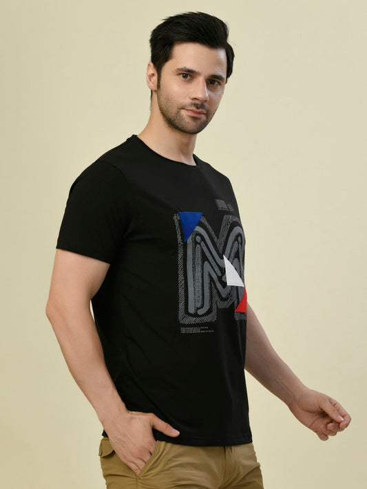 Albion Premium Cyan Black Men T-Shirt