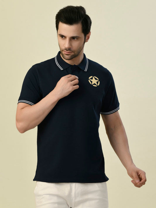 Albion Premium Cyan Navy Men T-Shirt