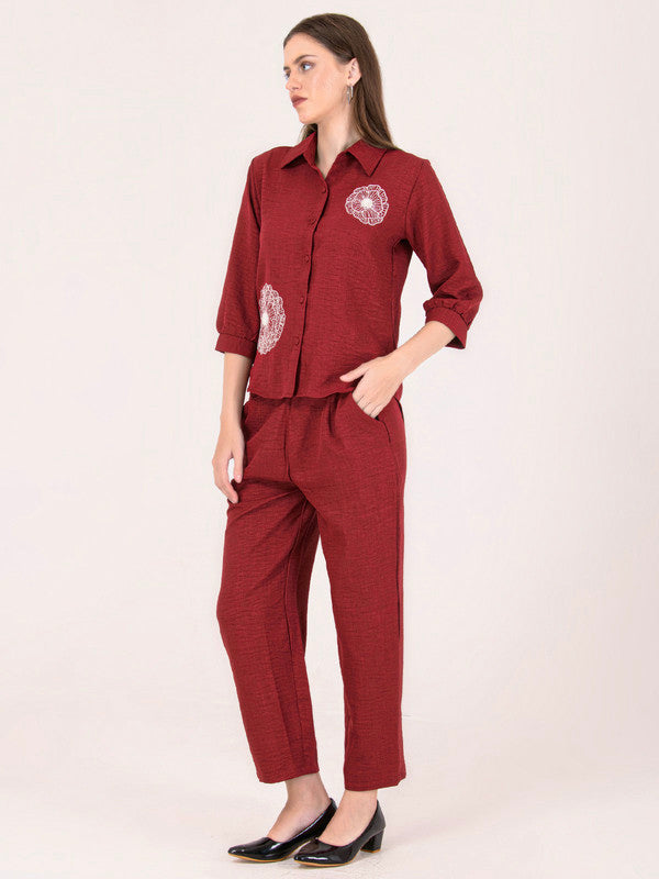 Albion Women Mehroon Smart Co-ord sets