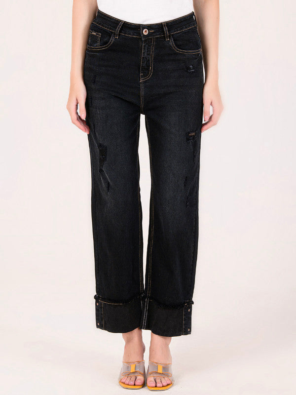 Albion Women OD Black Smart Straight Jeans