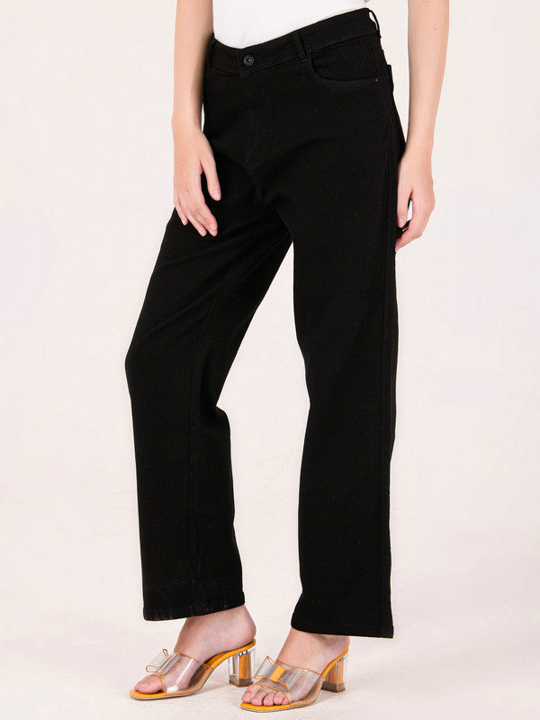 Albion Women Black Smart Straight Jeans