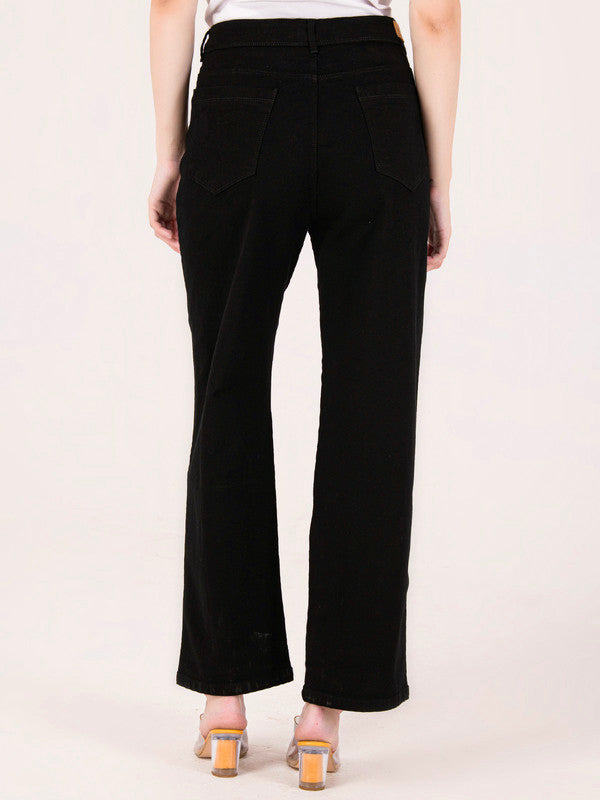 Albion Women Black Smart Straight Jeans