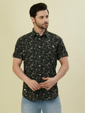 Albion Premium Men Green Print Shirt Hs