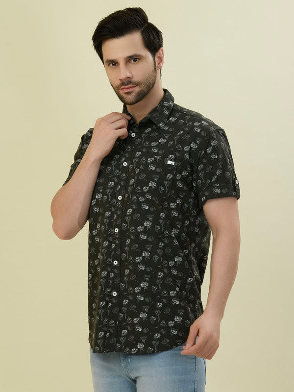 Albion Premium Men Green Print Shirt Hs