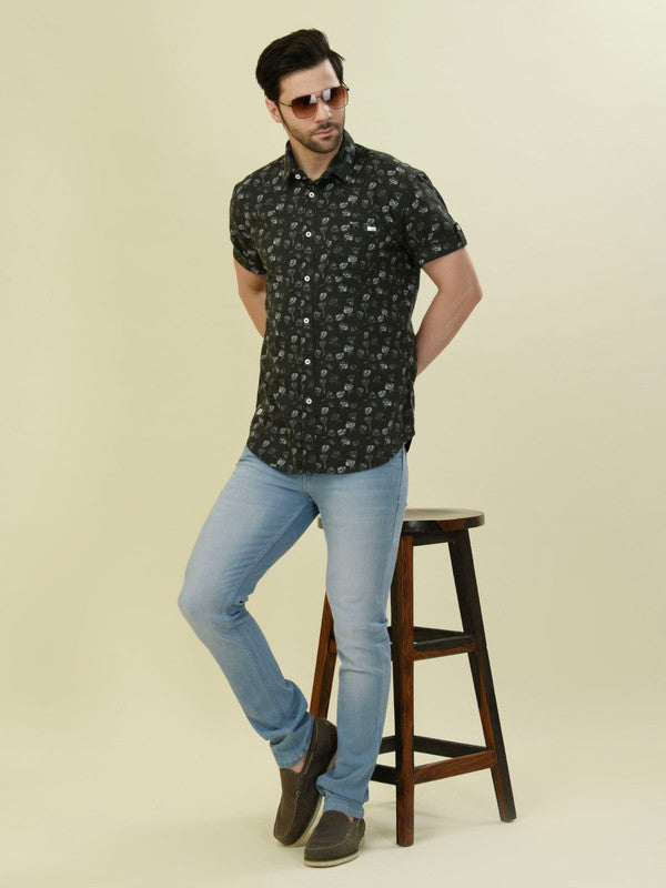 Albion Premium Men Green Print Shirt Hs