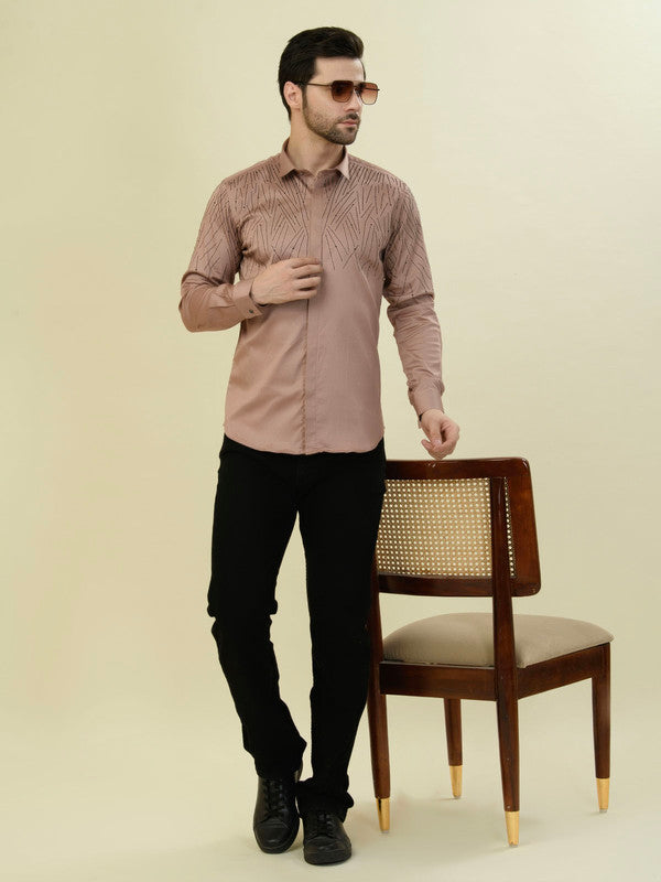 Albion Premium Men D Peach Shirt Fs