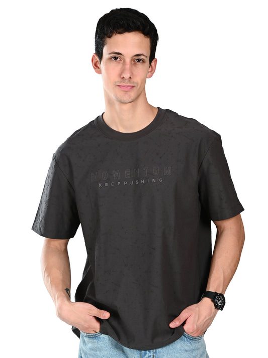 Albion Casual Cotton Round Grey Neck T-Shirt for Men