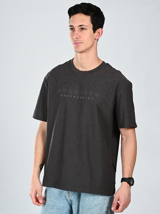 Albion Casual Cotton Round Grey Neck T-Shirt for Men